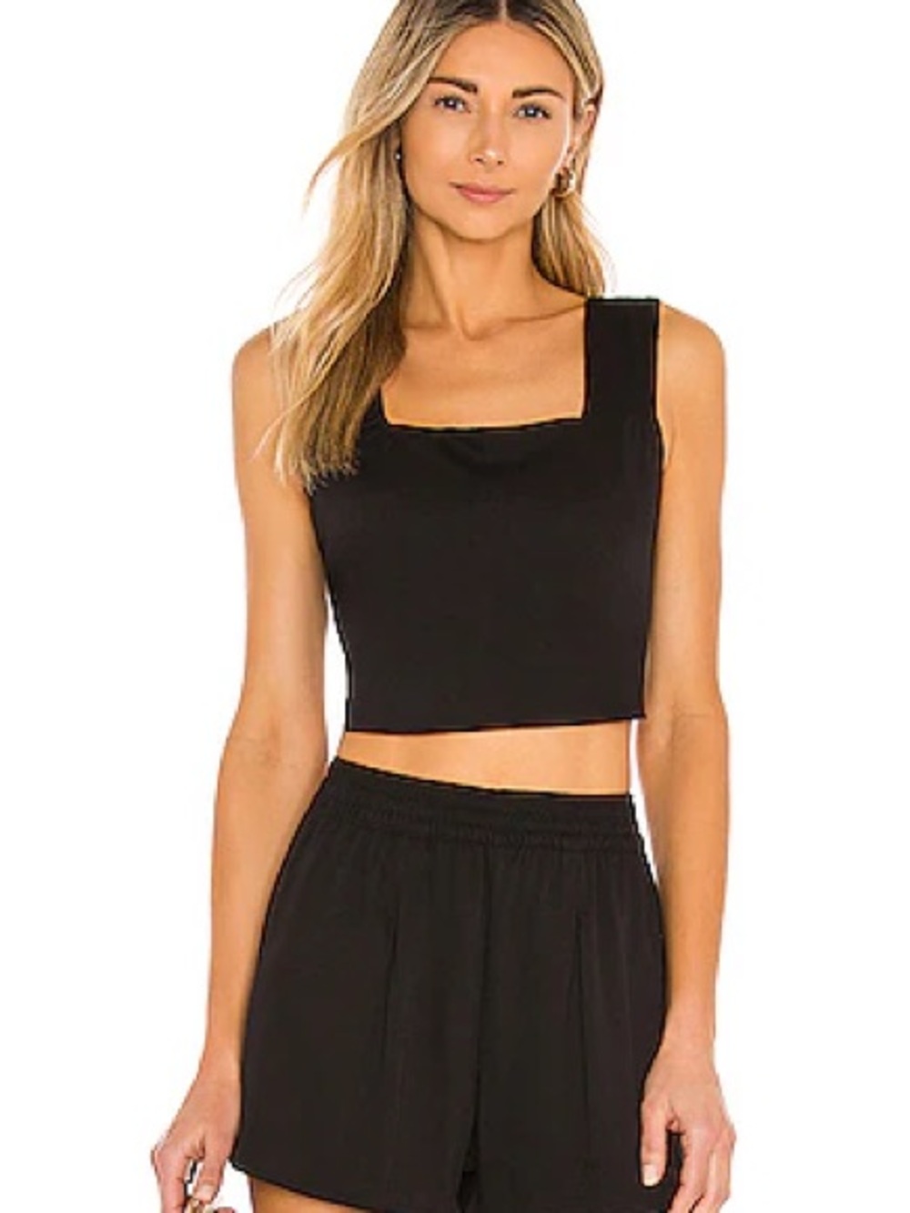 NWT PQ Swim Black Square Neck Crop Top Size xs/s